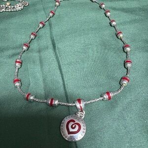 NWT BRIGHTON red heart Silver Red Heart Pendant Necklace "Marin"